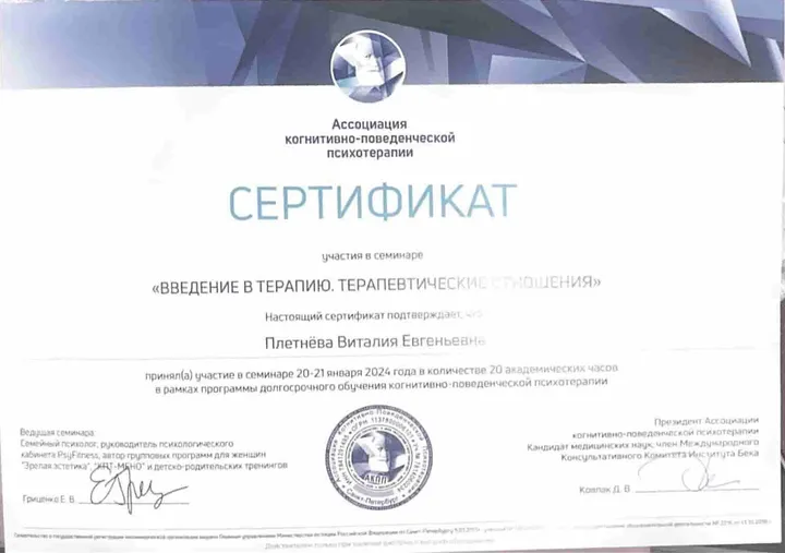 Введение в терапию. Терапевтические отношения
